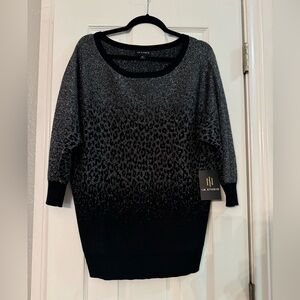 In Studio sparkly cheetah print in black and silver sweater